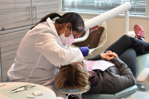 dentist working on patient