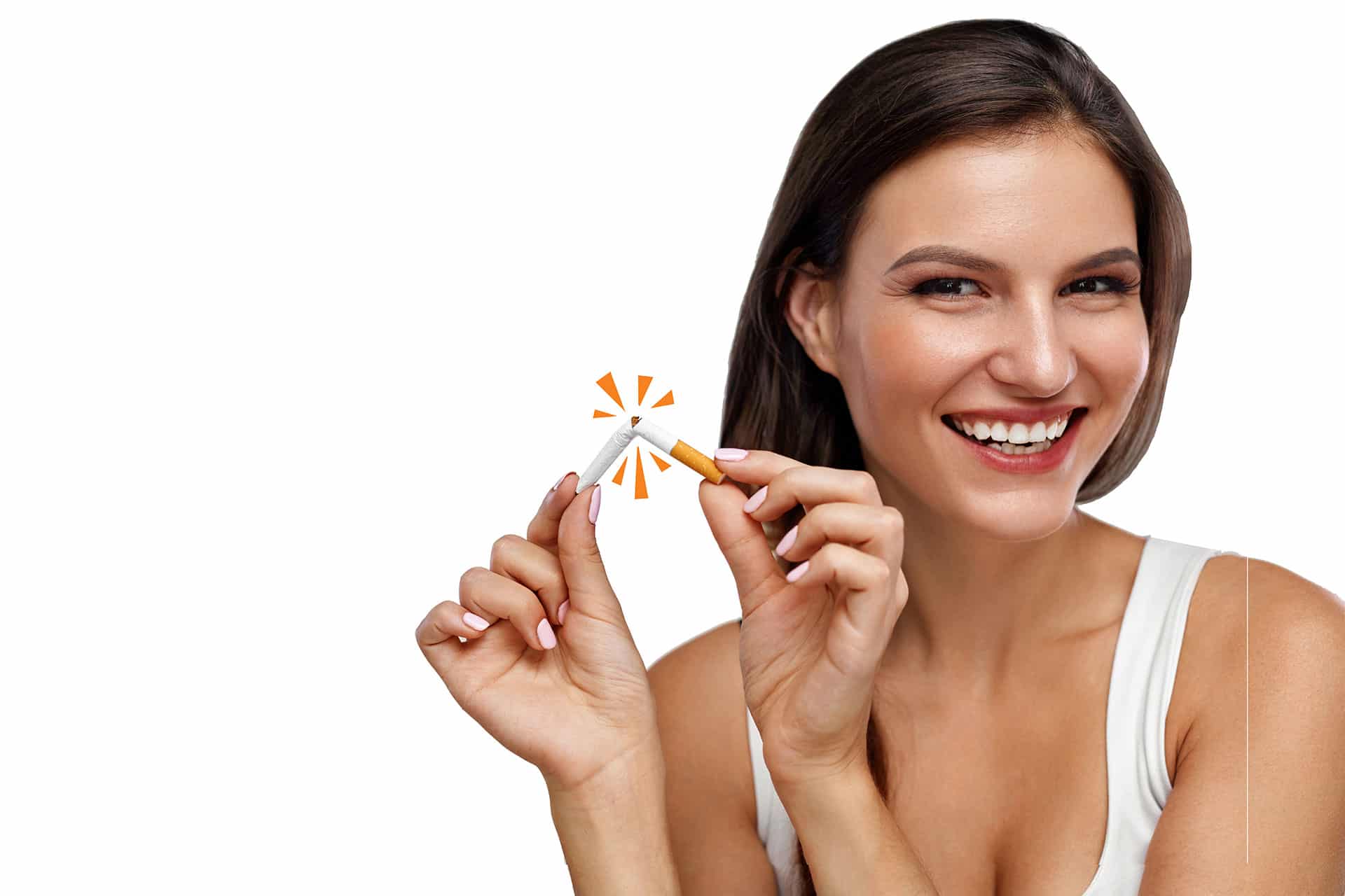 woman breaking a cigarette